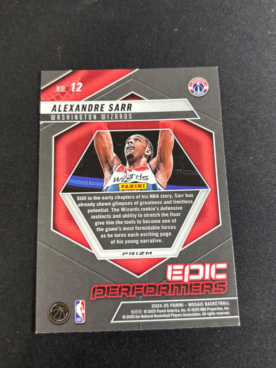 2024-25 Mosaic Epic Performers Alexandre Sarr #12 Green Prizm RC