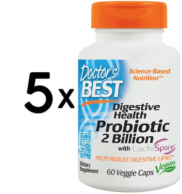 5 x Doctors Best Digestive Health Probiotic 2 Billion with (366,63 EUR/kg)
