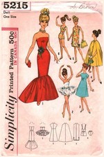 5215 Vintage Simplicity Sewing Pattern 1960s Teen Dolls Clothes such as Barbie
