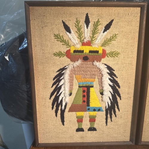 Vintage MCM Mid Century Modern Indianer Kachina Nadelspitze Paar Set zwei - Bild 2 von 21