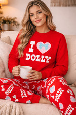 Dolly Parton I Love Dolly Sweatshirt Valentine Womens Size L Coquette Hearts New