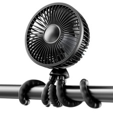 Gaiatop Oscillating Baby Stroller Fan with LED Lights, Small, Black