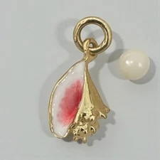 14k real gold handmade mini conch shell pendant total length 2cm
