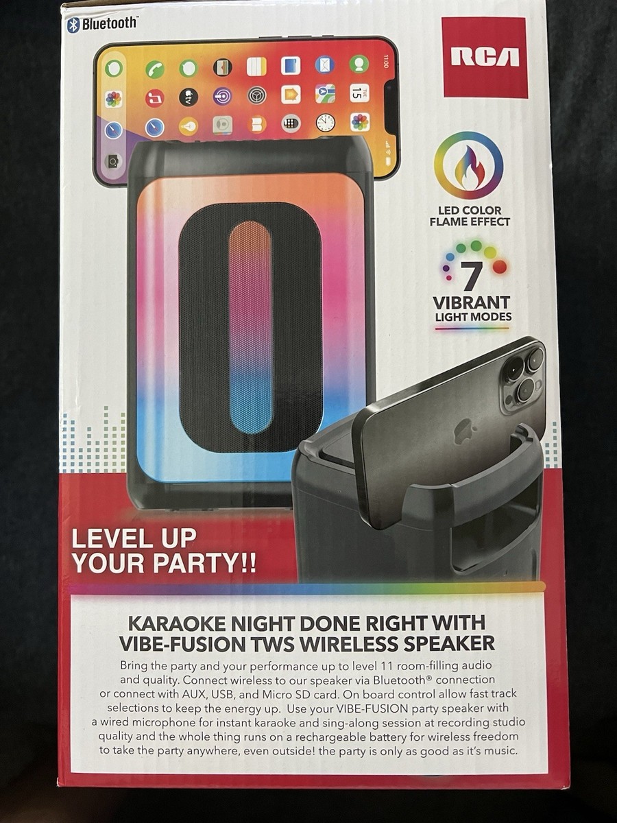 RCA Vibe Fusion Flame Party Portable Bluetooth Speaker New In Box