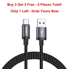 EAGET 6.5ft USB-A to Type-C Cable Braided Fast Charging 3A Data Transfer Cables