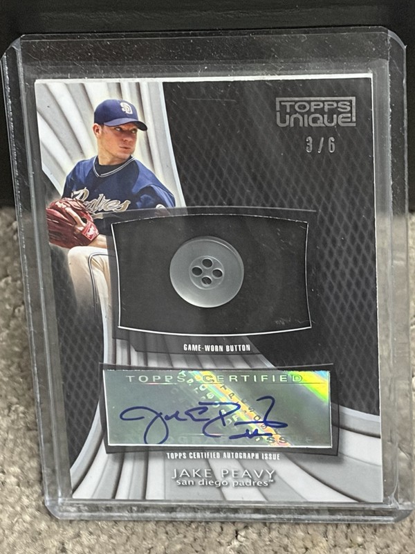 2009 Topps Unique Jake Peavy 3/6 Jersey Button Game Used Padres White Sox UBA-JP