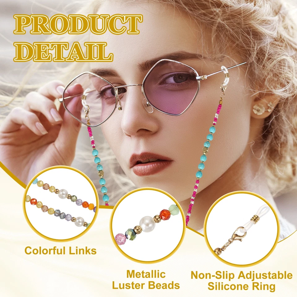 Mixed Color Crystal with Bag Glasses Chain Lanyard - Imagen 3 de 4