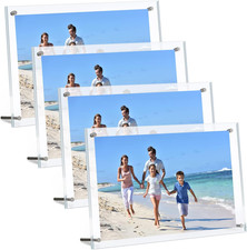 4 Packs Clear Acrylic Picture Frame 8'' X 10'' Clear Photo Frame Free Standing A