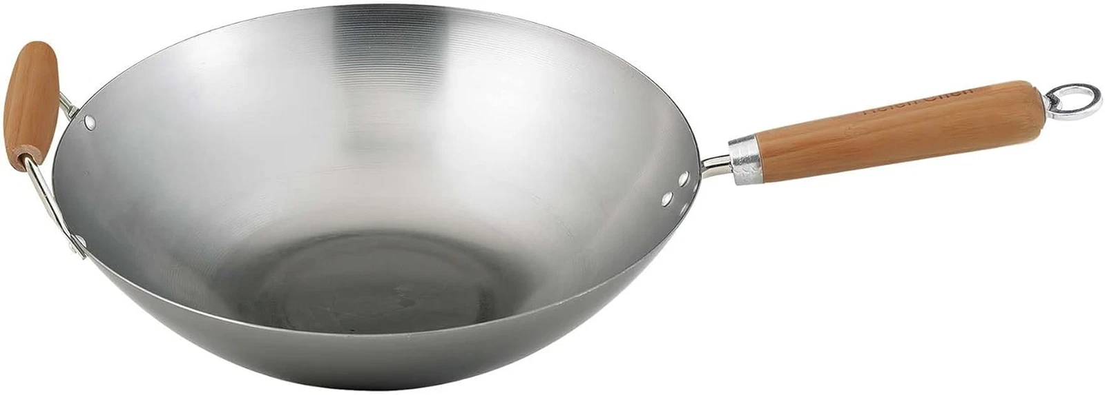 Wok, Carbon Steel and Bamboo, 14-Inches