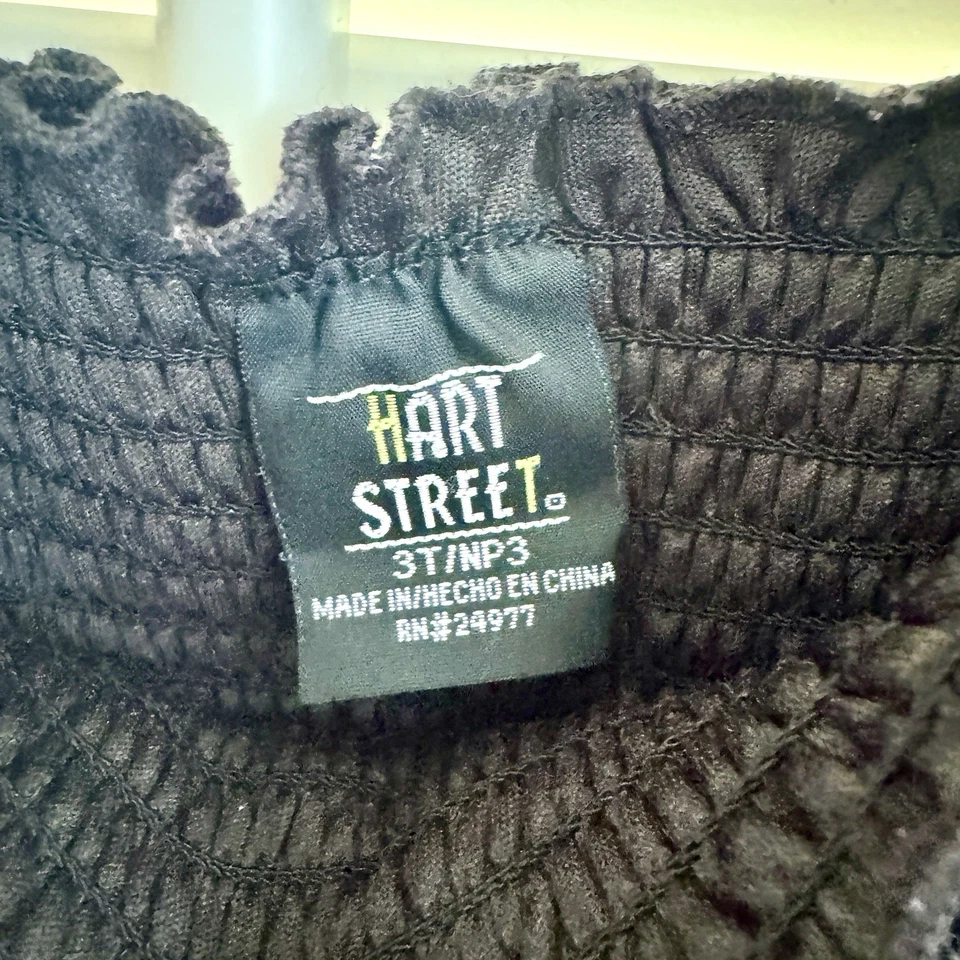 Vestido Hart Street Niñas 3T Terciopelo Negro Manga Volantes Calado Fiesta de Vacaciones Foto 2 de 4