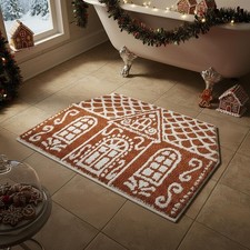 Gingerbread House Bathroom Mat Christmas Area Rug Doormat Non Slip 28.35x16.54