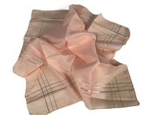 Vintage Pink Semi Sheer w/ Silver Lines Scarf Lightweight Nylon Blend 20" Square