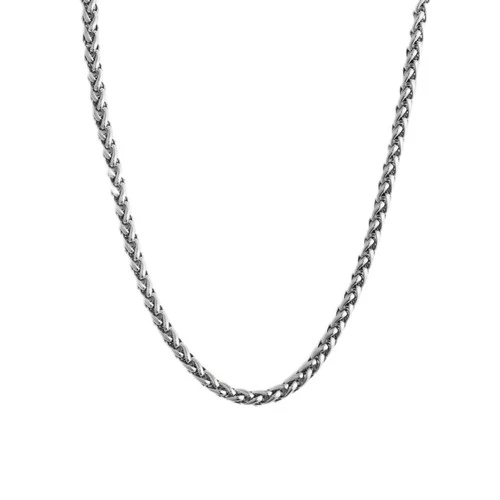 3mm Stainless Steel Men's Wheat Chain Necklace 56cm – Silver