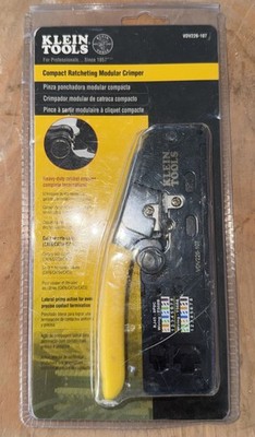 Klein Tools VDV226-107 Compact Ratcheting Modular Crimper Stripper RJ11 RJ45