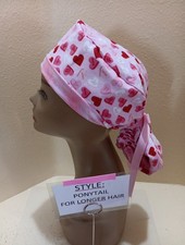 Candy Hearts mini Valentines Women's Ponytail Surgical Scrub Hat/Cap Handmade