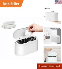 Image of Mini Trash Can with Lid,Small Desk Trash Can,Countertop Mini Garbage Cans,Tin...