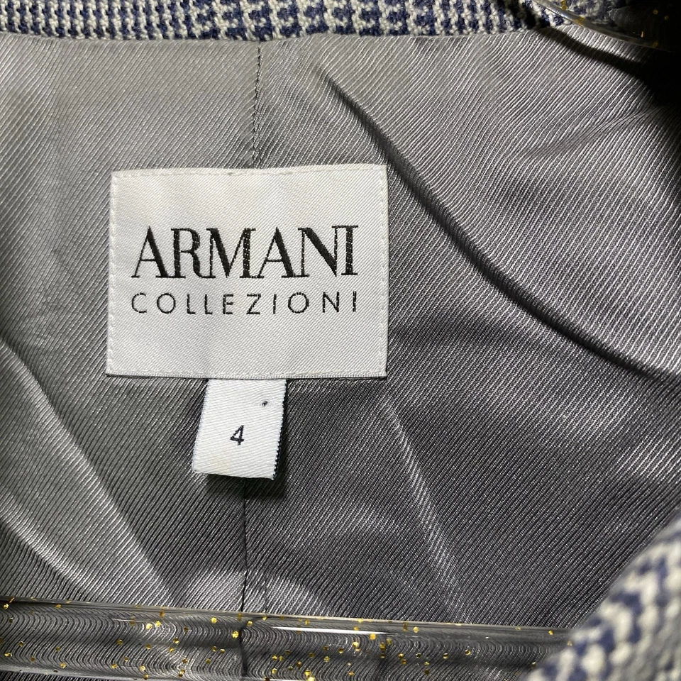 Blazer Armani Collezioni Lana Virgen Espiga Mujeres 4 Gris Dinero Antiguo Negocio Foto 4 de 4