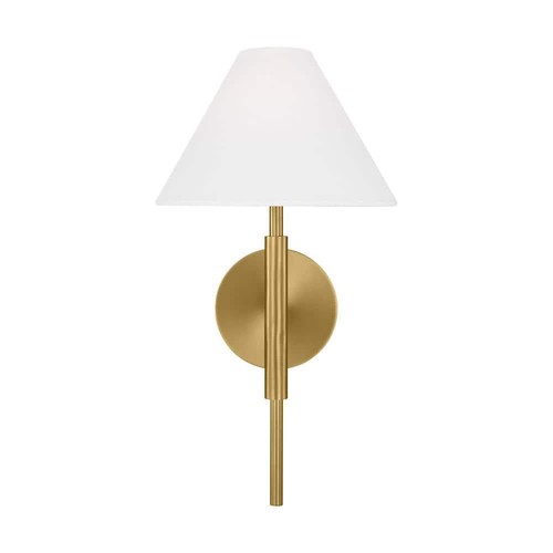SCOTT LIVING Wall Sconces 1-Light Satin Brass with White Linen Fabric Shade