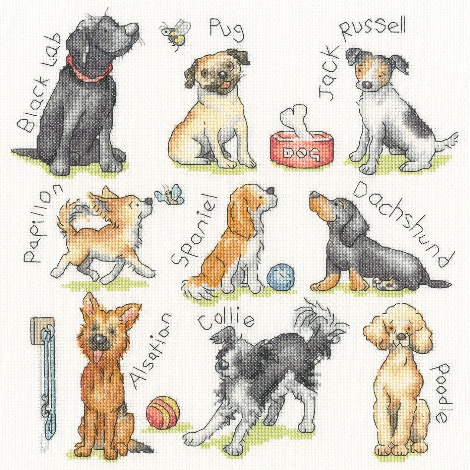 Bothy Threads XKG16 Woof! Dogs Counted Cross Stitch Kit by Kate Garrett