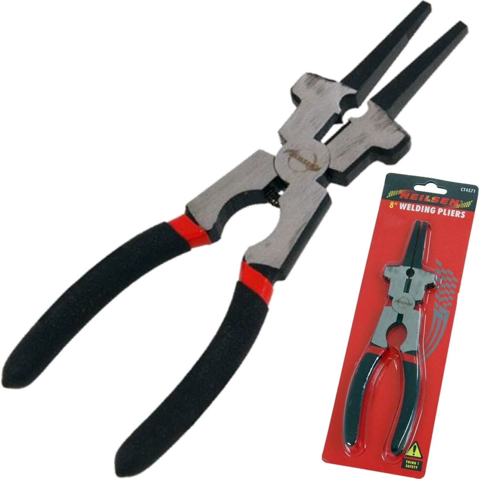 Neilsen Metal Welding Mig Hammer Head Pliers Pincers 8"" 200mm Soft Grip CT4571