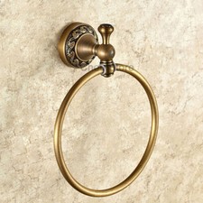 Antique Brass Towel Ring Vintage Wall Mount Bathroom Hand Towel Holder Carved Ar