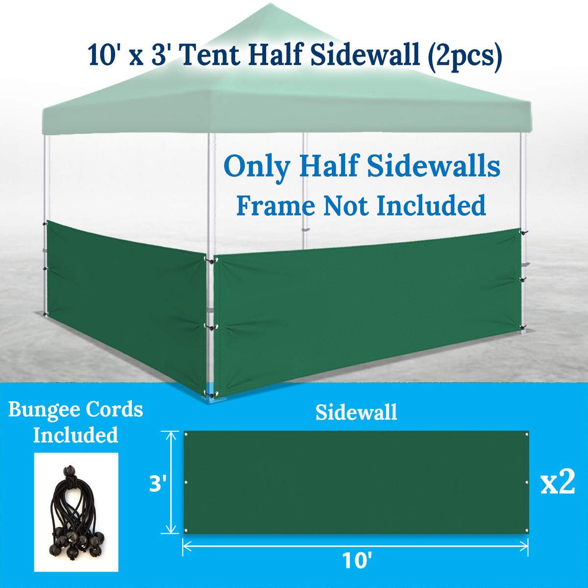 10x3' Two Half Sidewalls for Pop Up Tent Gazebo Shelter w