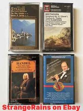 Lot of 4 Classical Music Cassette Tapes Handel Strauss Beethoven Bach - TESTED