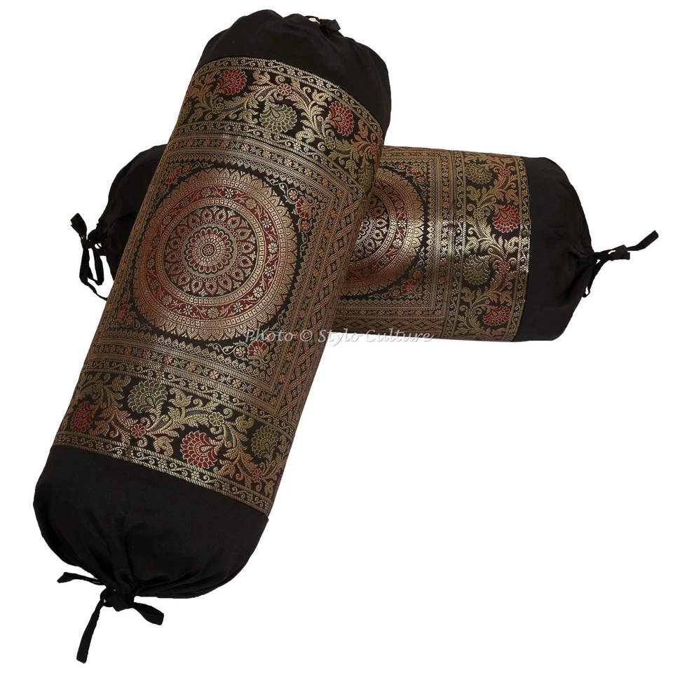 Indian Bolster Cover Mandala Pillow Cushion Cylindrical Neck Design Bolster - Image 2 of 4
