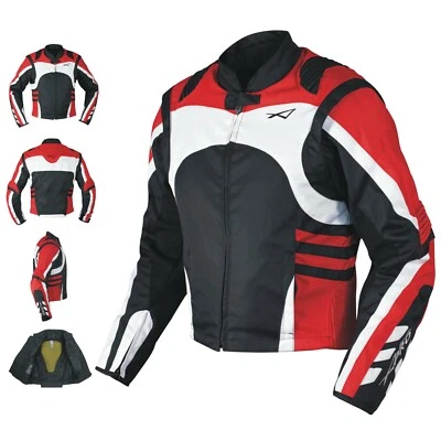 Giacca Moto Tessuto Cordura Manica Staccabile Racing Sport Touring Rosso