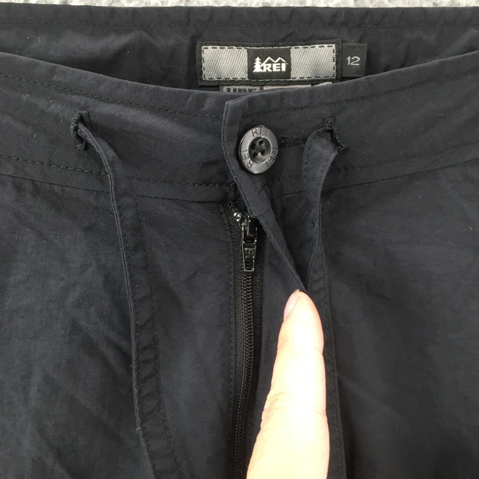 REI Coop Hiking Pants Womens 12 Black Drawstring Zip Fly UPF 50+ Nylon Outdoor - Image 4 of 4