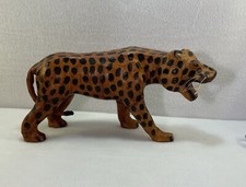 VTG Leather Wrapped Paper Mache Statue Cheeta...