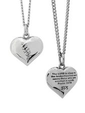 Women's Stainless Steel Healing Heart Necklace-Psalm 34:18