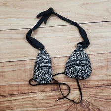 NEW Swim Systems Bikini Top Womens Small Black Triangle Swimsuit Halter Ladies