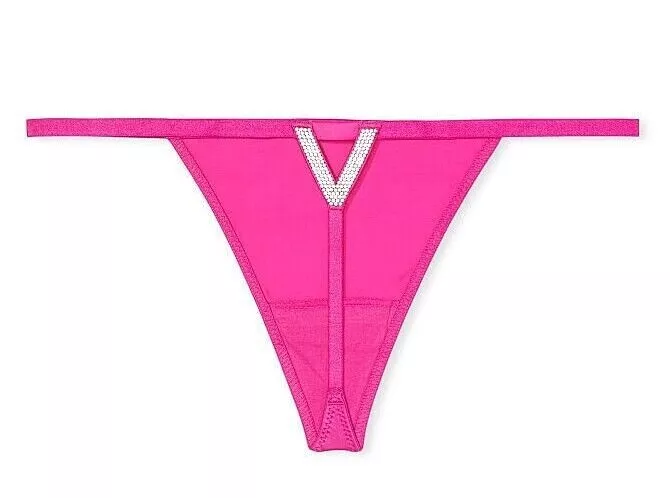 Victoria s Secret Very Sexy Shine Strap V string Panty Fuchsia Frenzy sizes S M