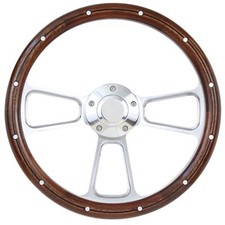 1940 -1948 Ford Cars Sedan Delivery Wood And Billet Steering Wheel - For 3 Bolt
