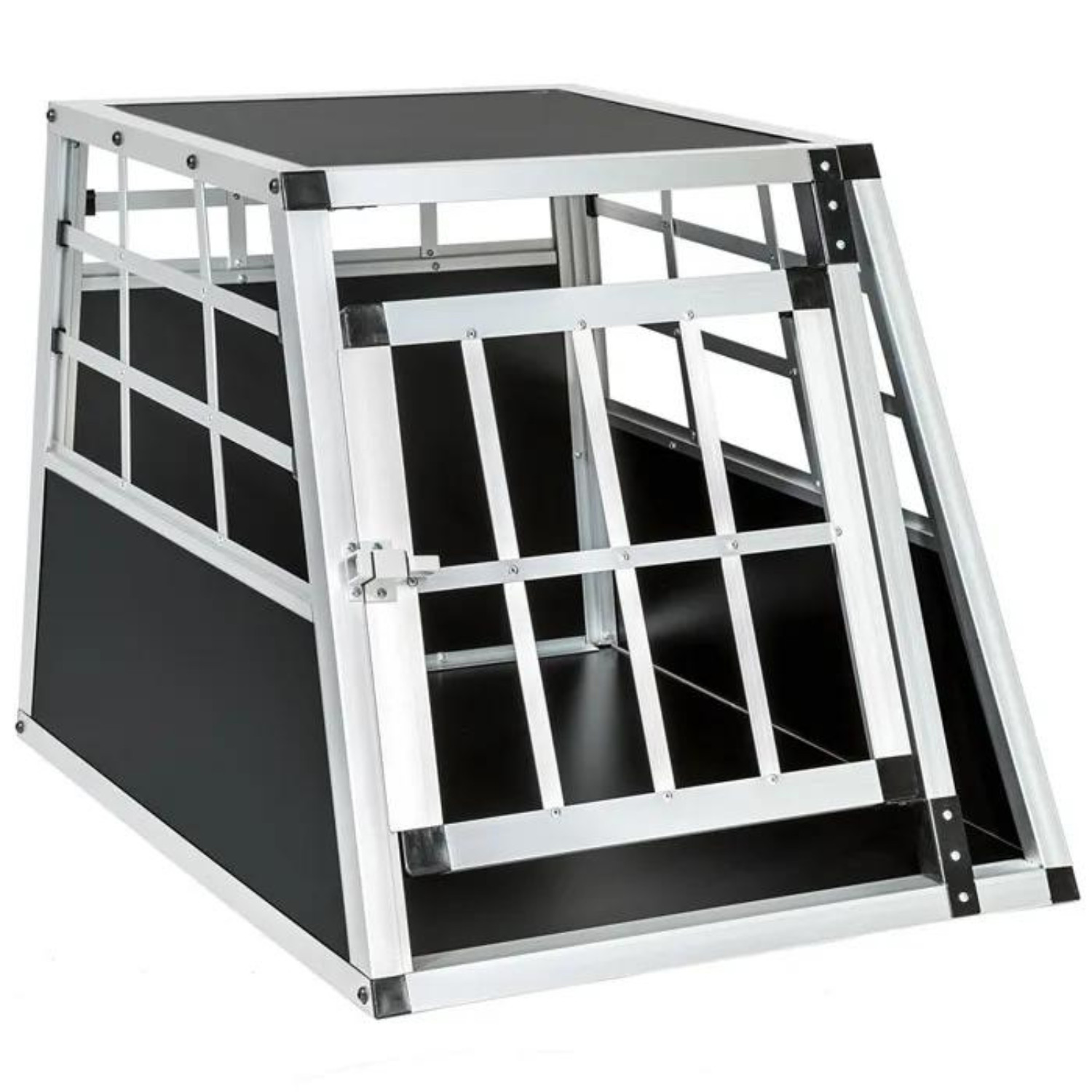 Cage de transport chien en aluminium noir 69 cm contre le stress et les mouvements en voiture