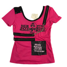 Vintage Hot Pink Womens Top by Ostef Size Small New Old 90s Stock 