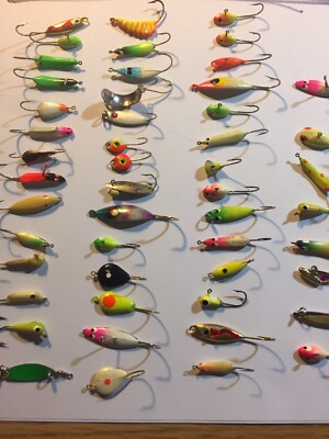 Fishing Lures 50,Misc Ice Fishing Panfish Jigs, Assortment, Fish, Single  Hook. | eBay
