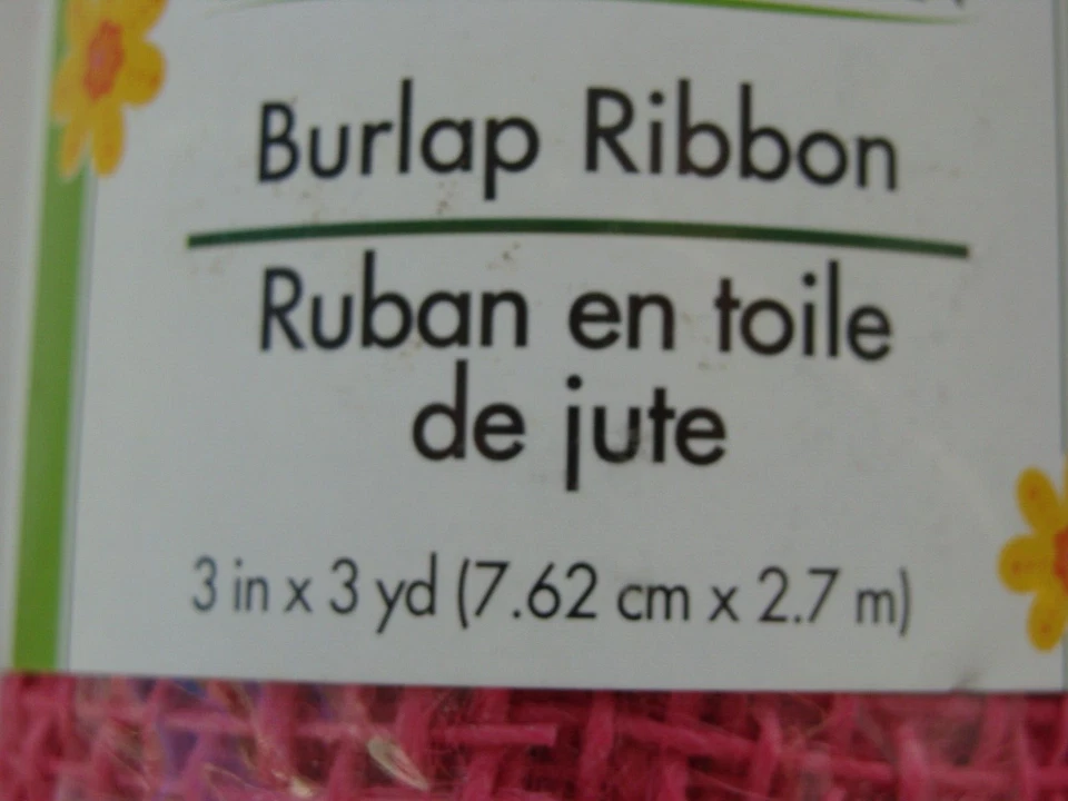 NEW Hot Pink Floral Garden Burlap Ribbon 3" x 3 yards - Image 3 of 4