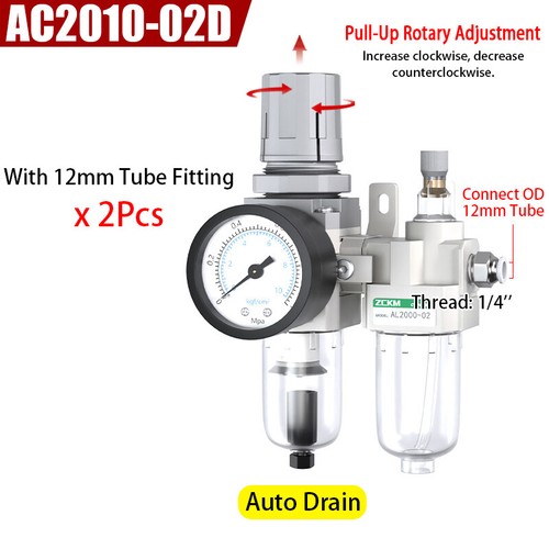 AC2010 Air Compressor Filter Oil Water Separator Trap Filter w/ Regulator Gauge - Picture 21 of 21