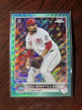 2022 Topps Chrome Tony Santillan Teal Aqua Wave Refractor RC Parallel #/199 Reds