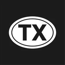 Texas TX initials Vinyl Decal Window Oval TX Laptop Sticker