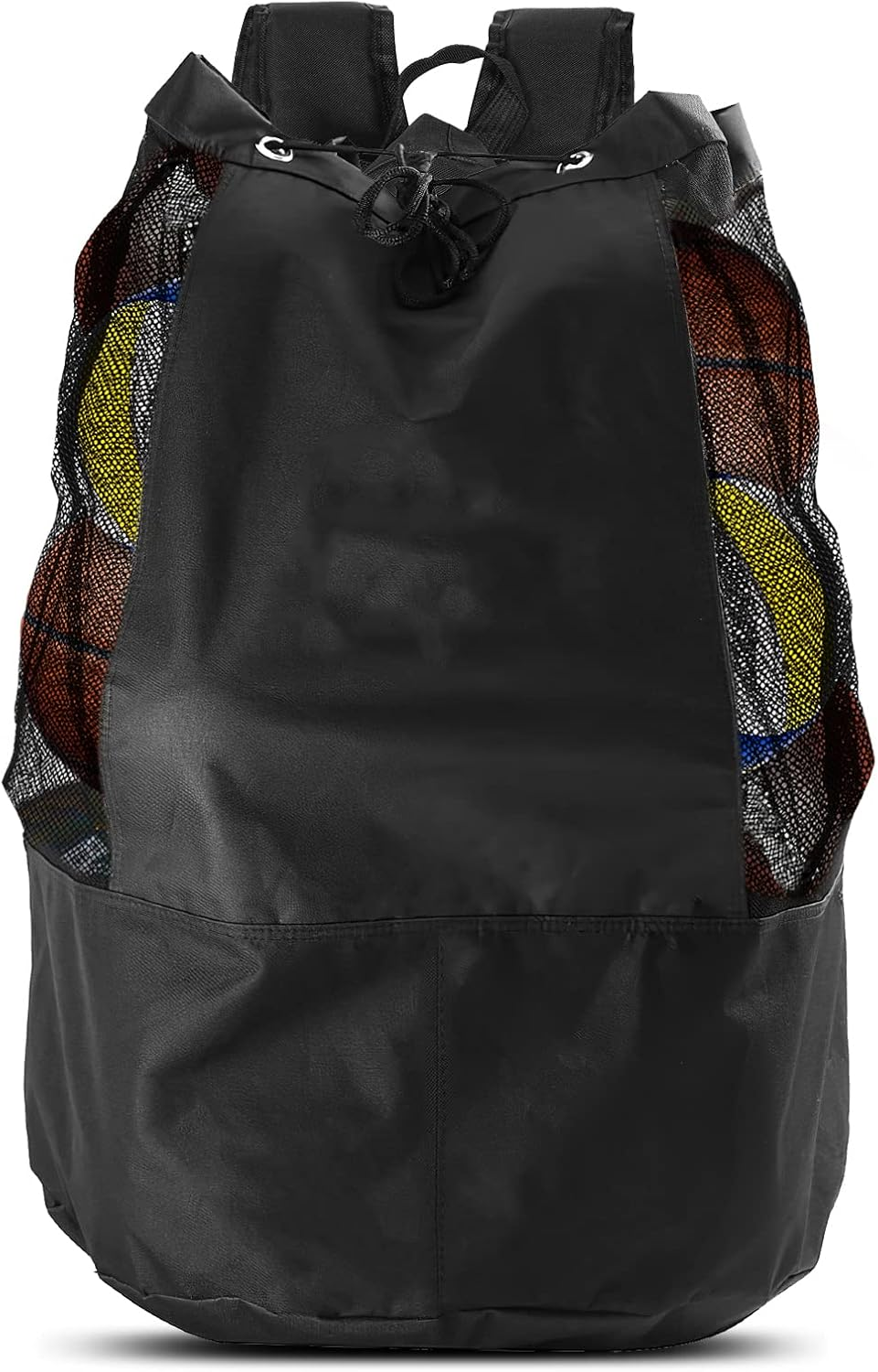 Large Adjustable Black Mesh Soccer Ball Bag for Sports Equipment