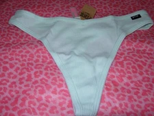 Victoria's Secret PINK Sexy Thong String V-Cut LOGO Thermal Soft Blue S M NWT