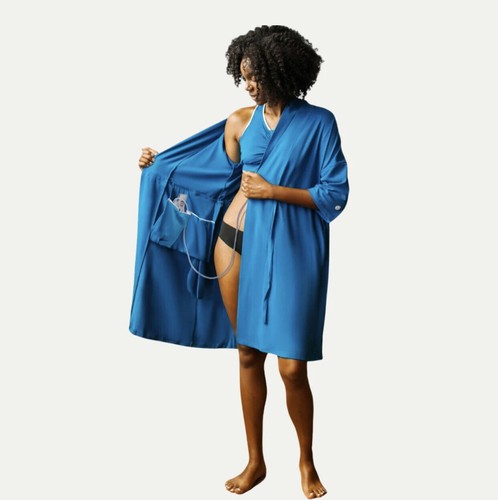 BROBE Post Surgery Recovery Robe Size Medium Blue Tie Front Super Soft - Picture 8 of 9