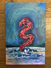 Dragon Emerges - Original Oil Painting Canvas 90s OOAK Y2K Chinese Expressionism