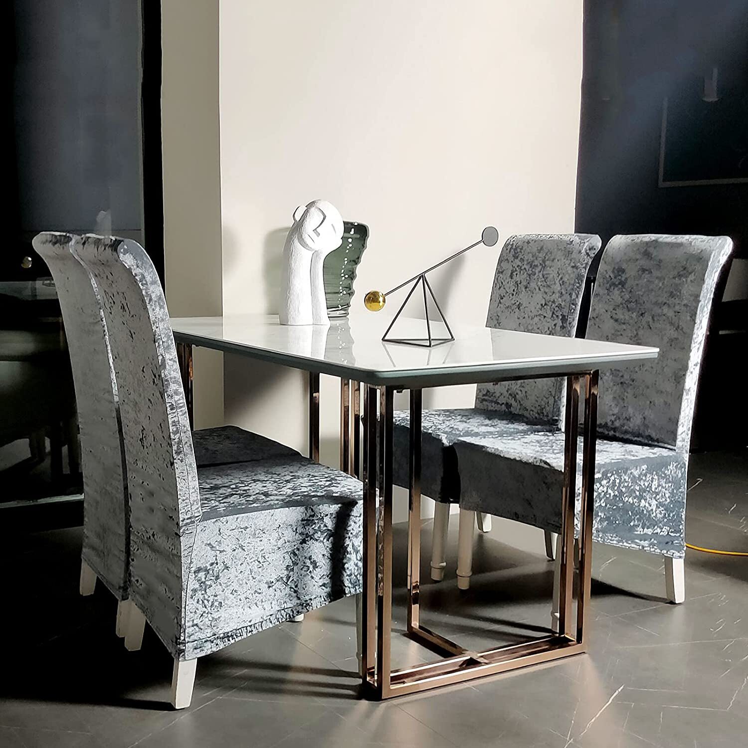 Crushed Velvet Dining Chair Covers Stretchable Protective Slipcover