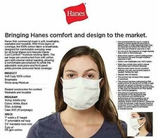 Brand New-Washable  Reusable,100 Cotton Face Mask,Bulk 50 Pack-White, by Hanes