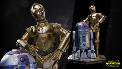 R2-D2 and C-3PO Statue Diorama Star Wars 3D Droids Resin Model Kit