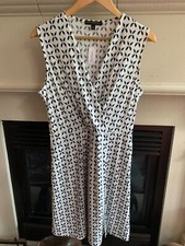 NWT Banana Republic sleeveless white and blue dress 666541-30-1